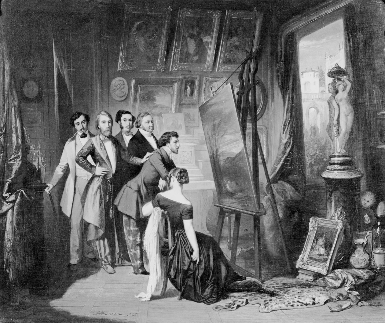 Interiør i studioet til Alfred Bruyas (1821-77) i Montpellier, 1848 av Auguste Barthelemy Glaize