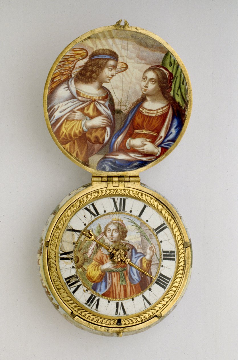 Gull og emaljert kantklokke, ca. 1650 (gull og emalje) av Auguste Bretonneau