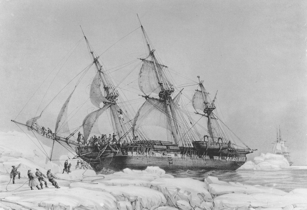 The Astrolabe in Pack-Ice, 1838 (litografi) av Auguste Etienne Francois Mayer