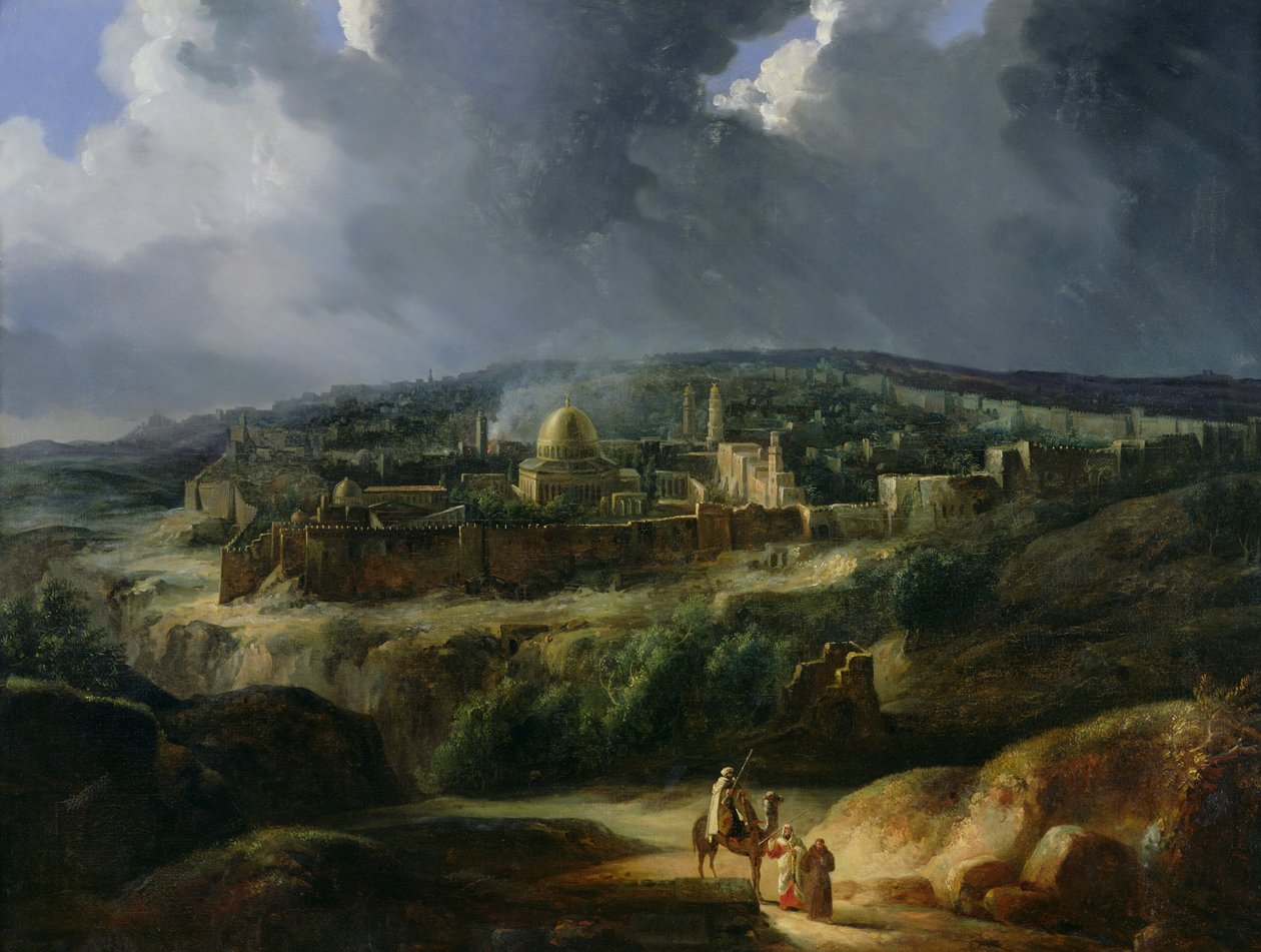 Utsikt over Jerusalem fra Josafats dal, 1825 av Auguste Forbin