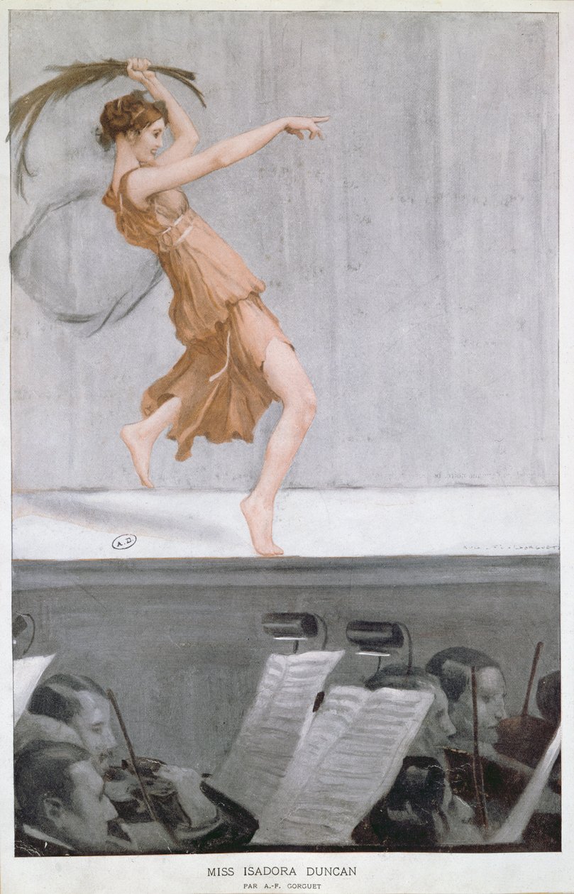 Portrett av Isadora Duncan (1877-1927) ca. 1913 av Auguste Francois Gorguet