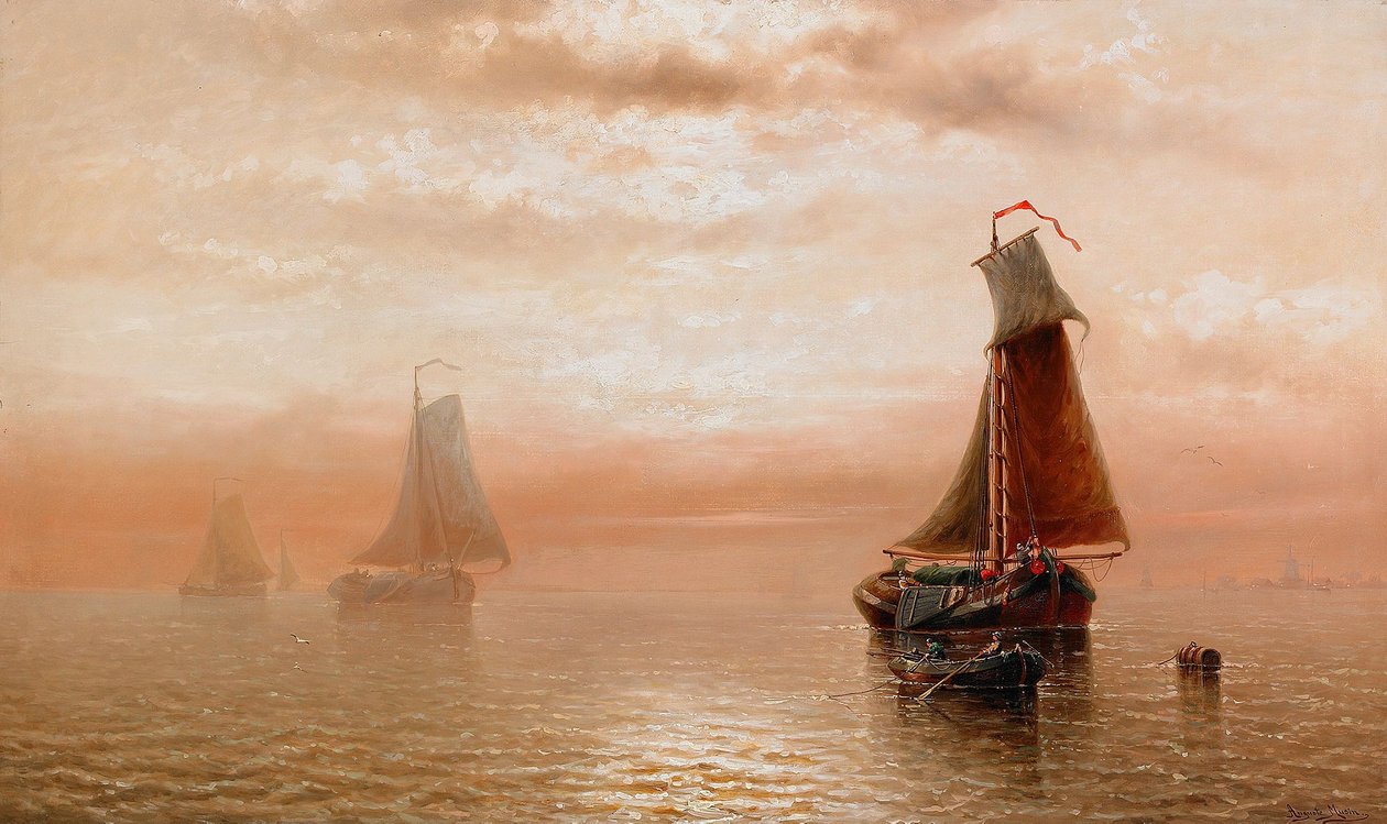 Sonnenuntergang uber dem Mer engelsk: Solnedgang over havet av Auguste Musin