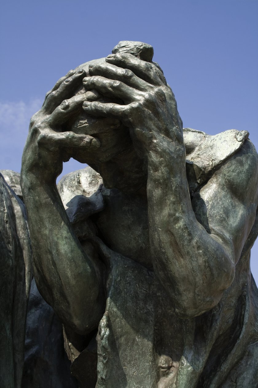 Detalj av The Burghers of Calais, fullført 1889 bronse se 340530 av Auguste Rodin