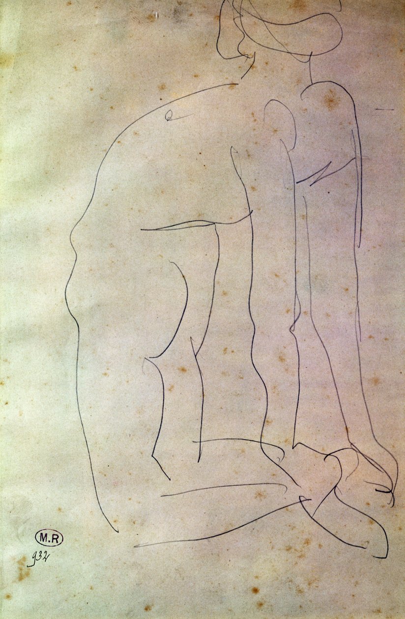 Studie av bevegelse (fargestift på papir) av Auguste Rodin
