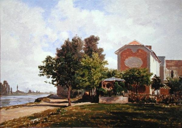 Cabaret Maurice på Bougival (olje om bord) av Auguste Paul Charles Anastasi
