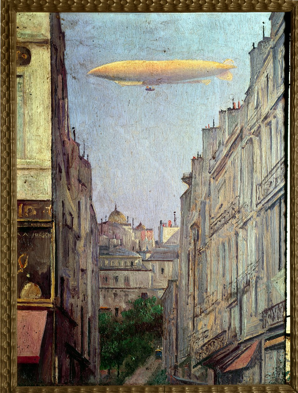 Luftskipsrepublikken"" over Paris i 1909"" Maleri av Auguste Alexandre Hirsch (1833-1912) 1909 Privat samling av Auguste Alexandre Hirsch