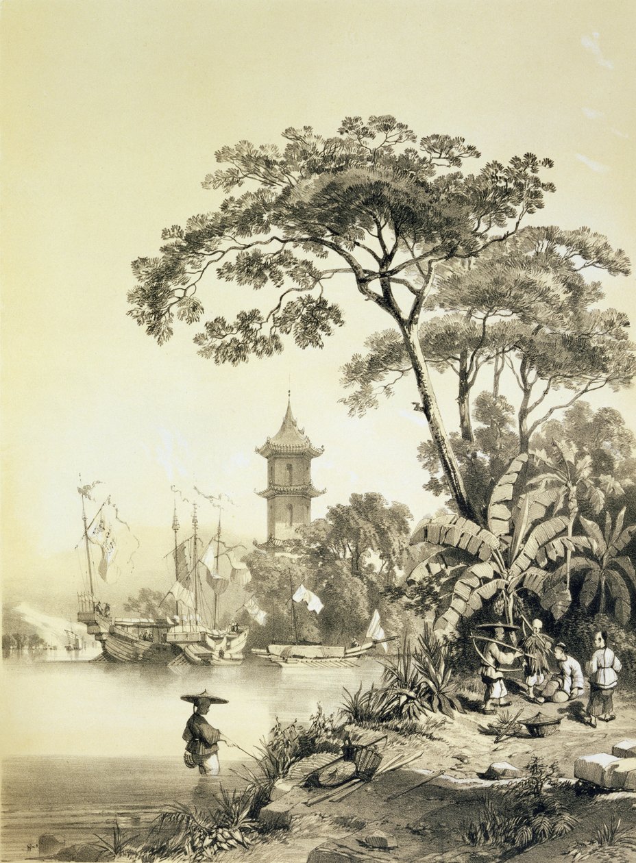 En pagode på Macao-Canton-kanalen, plate 21 fra 