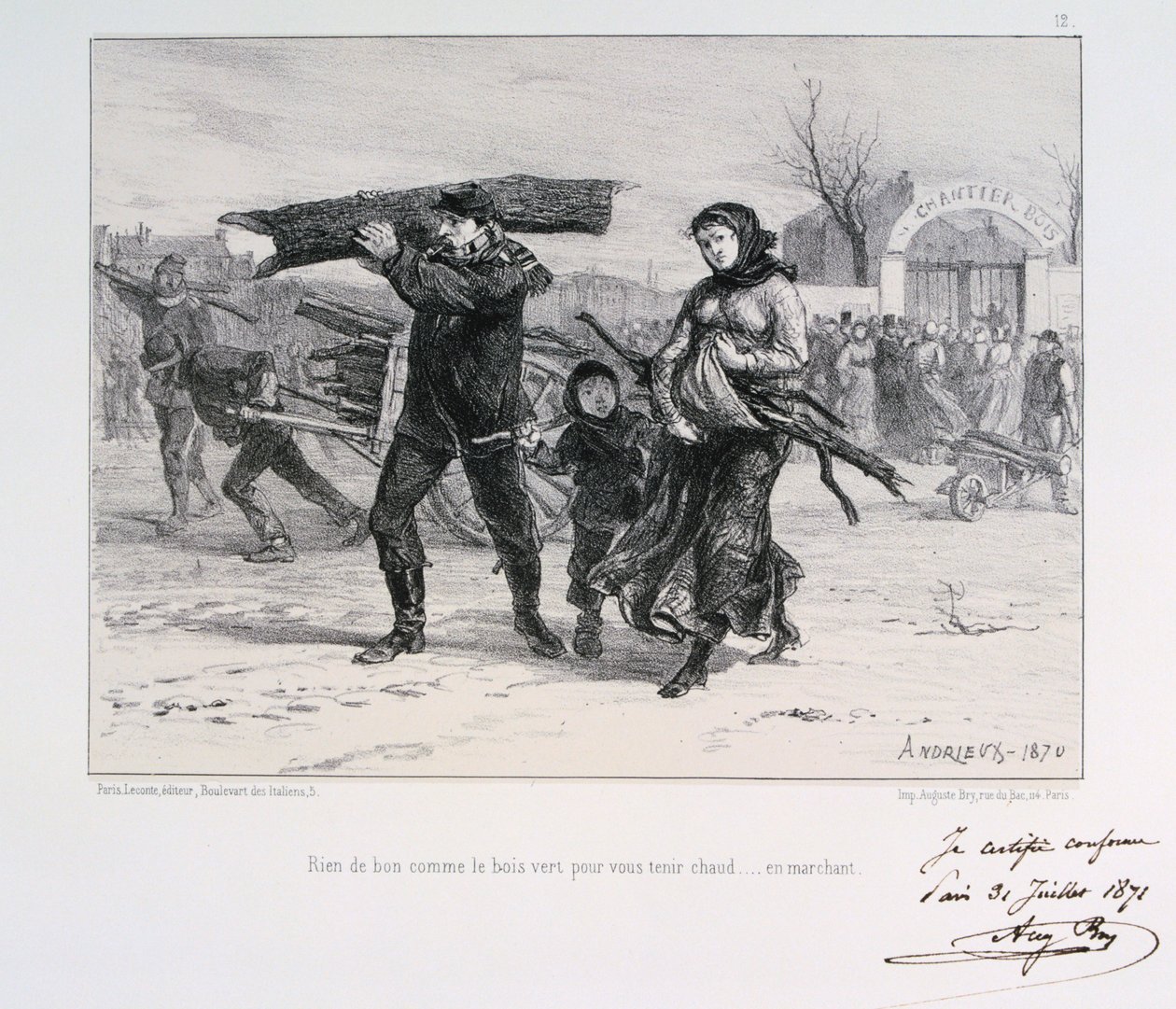 Innsamling av ved, beleiring av Paris, fransk-prøyssisk krig, 1870 1871 av Auguste Bry