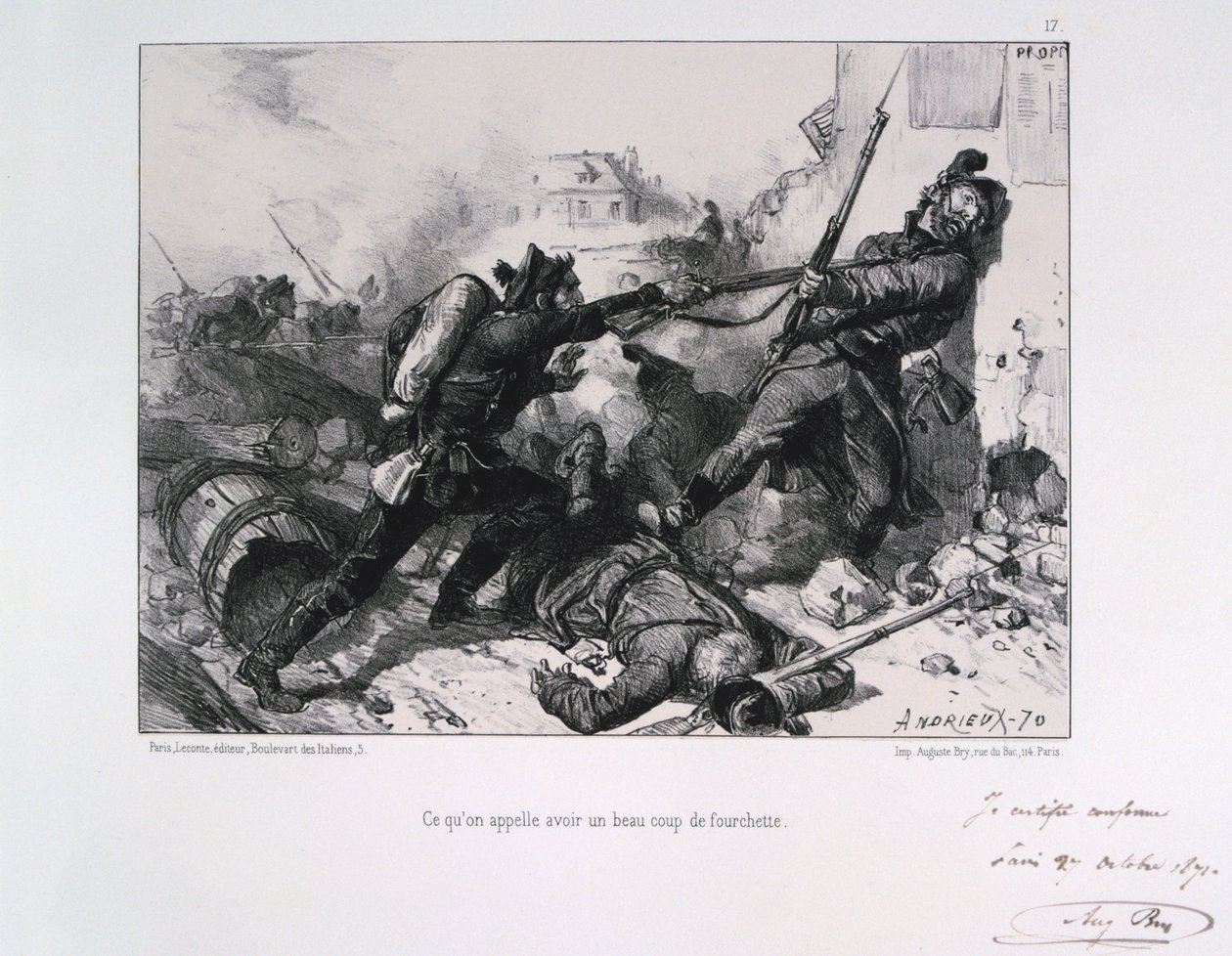 Hånd-til-hånd-kamp, beleiring av Paris, fransk-prøyssisk krig, 1870 1871 av Auguste Bry