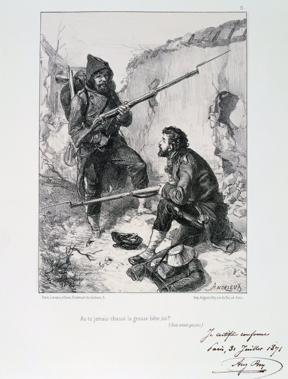 I skyttergravene, beleiringen av Paris, fransk-prøyssisk krig, 1870-1871 1871 av Auguste Bry