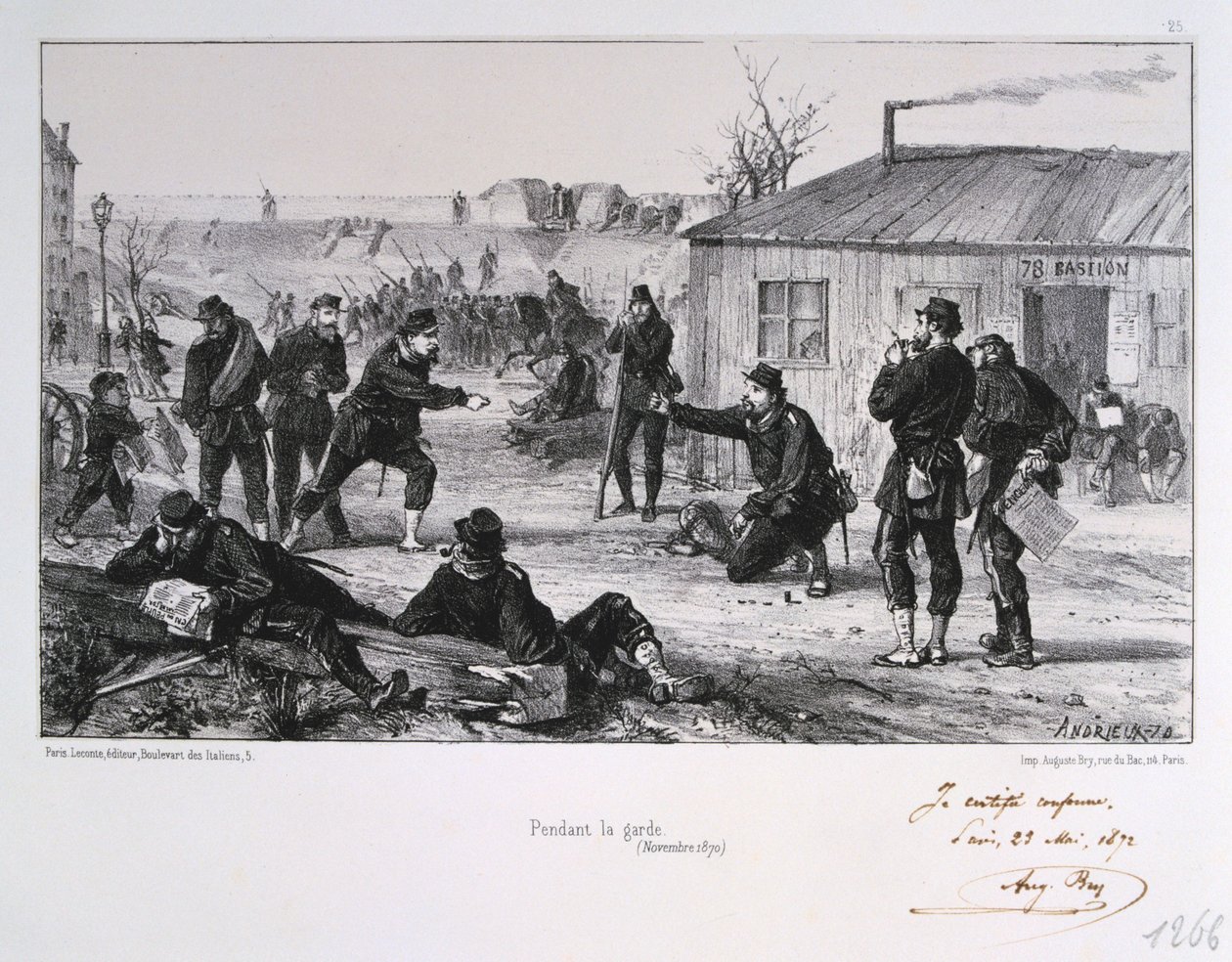 Under vakten, beleiringen av Paris, den fransk-prøyssiske krigen, november 1870 1872 av Auguste Bry