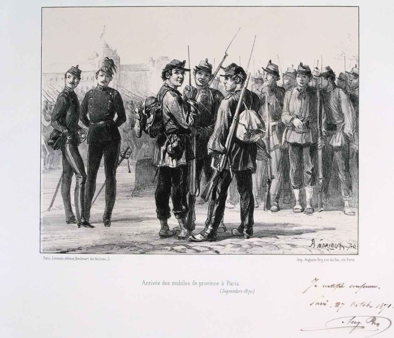 Tropper fra provinsene ankom Paris før den prøyssiske beleiringen, september 1870 1871 av Auguste Bry