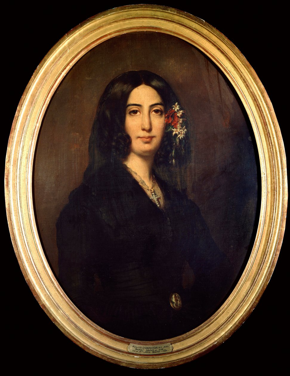 Portrett av George Sand (Aurore Dupin, Baronne Dudevant) (1804-1876) i 1832. Maleri av Auguste Charpentier (1813-1880) Paris Musee Carnavalet av Auguste Charpentier