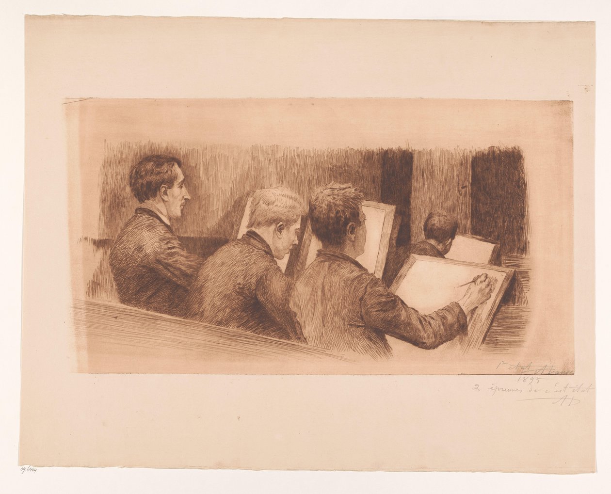 Leksjon i tegneskole av Auguste Danse (signed by artist)