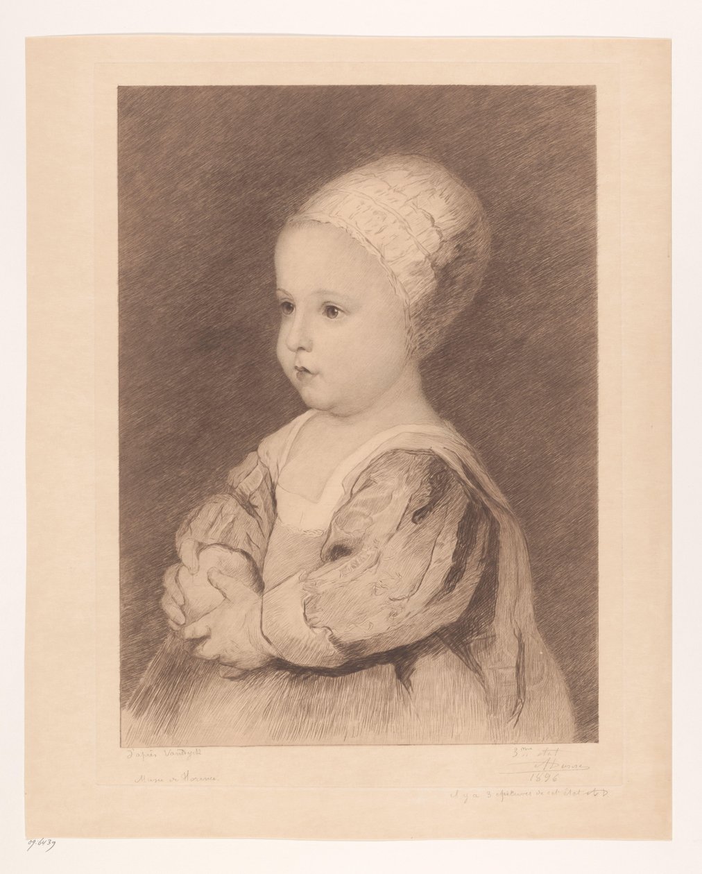 Portrett av et ukjent barn av Auguste Danse (signed by artist)