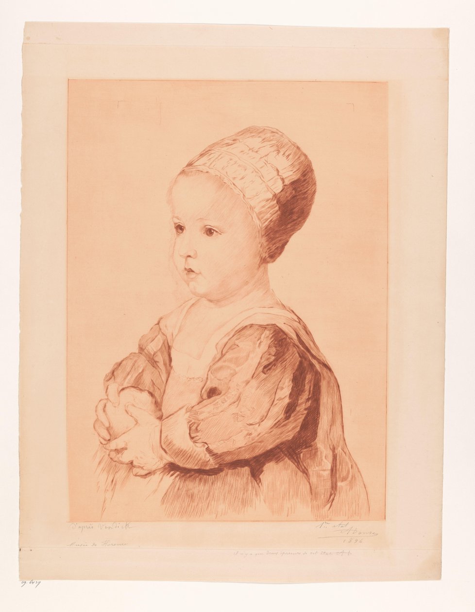 Portrett av et ukjent barn av Auguste Danse (signed by artist)