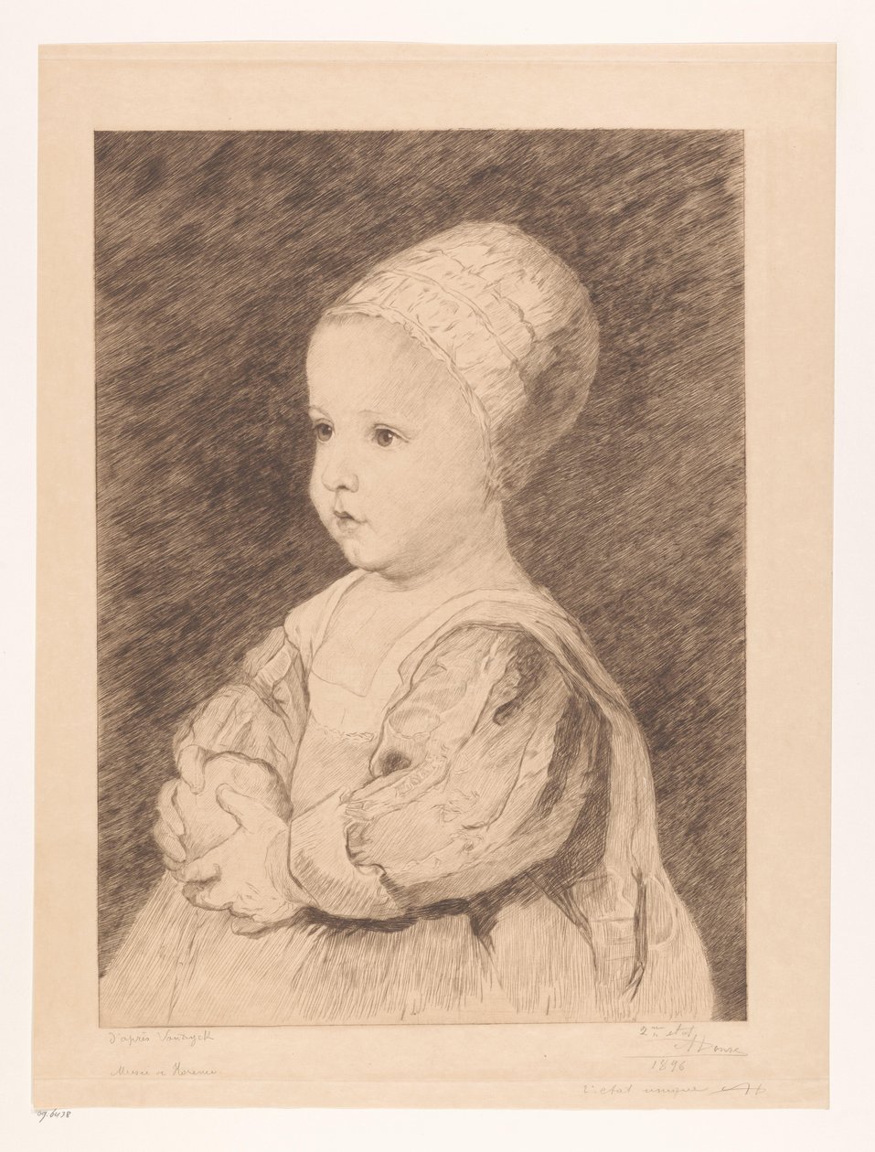 Portrett av et ukjent barn av Auguste Danse (signed by artist)