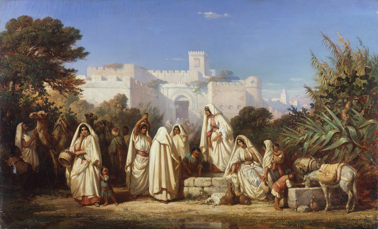 The Well of the Casbah at Tangier (olje på lerret) av Auguste Delacroix