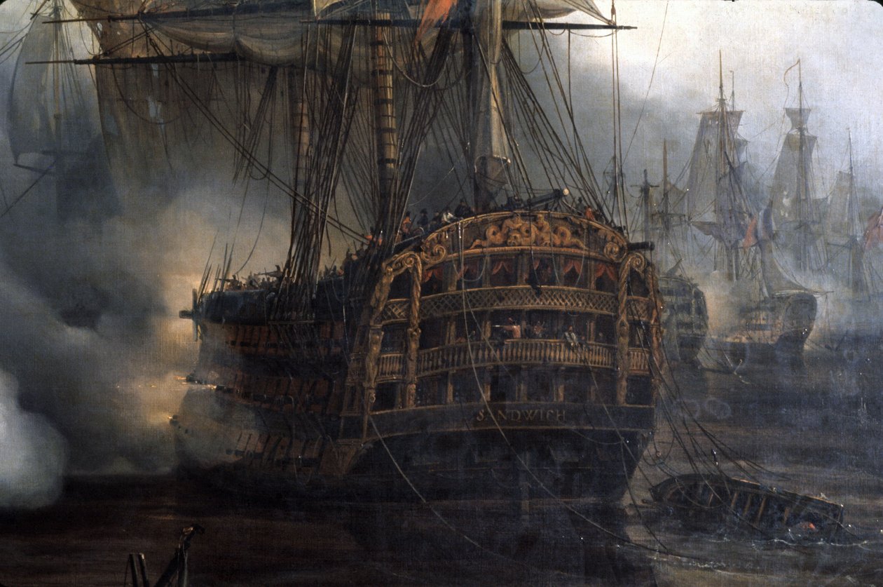Slaget ved Trafalgar, detalj, av Auguste Etienne Francois Mayer (1805-1890) av Auguste Etienne Francois Mayer
