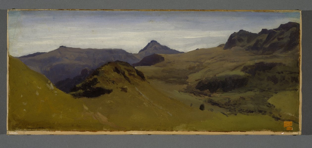 Landskap i Auvergne, ca. 1850 (olje på papir montert på lerret) av Auguste Francois Bonheur