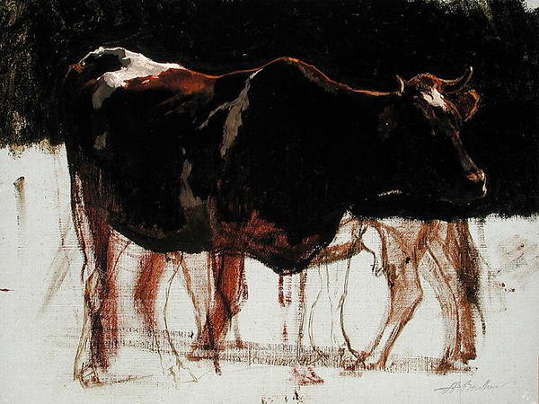 Studie av storfe (olje på lerret) av Auguste Francois Bonheur
