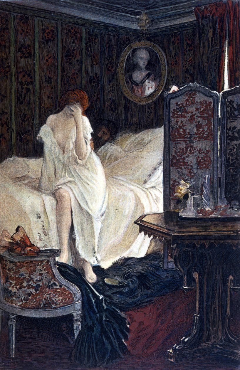 Horkvinnen. Illustrasjon av Auguste François Gorguet (1862 - 1927) for ""Le Lys rouge"" av Anatole France av Auguste Francois Gorguet