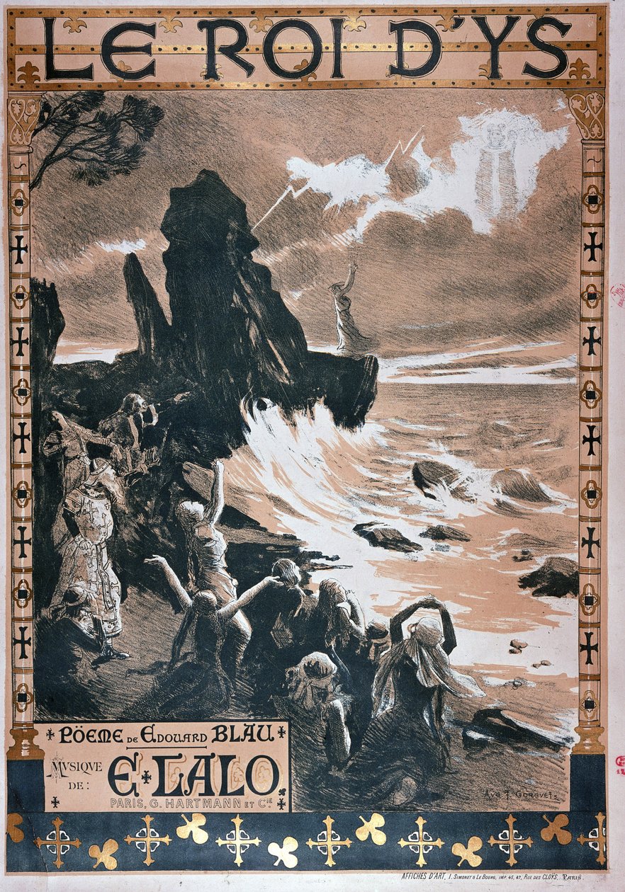 Plakat for operaen Le Roi dYs av Edouard Blau og Edouard Lalo, 1888 av Auguste Francois Gorguet