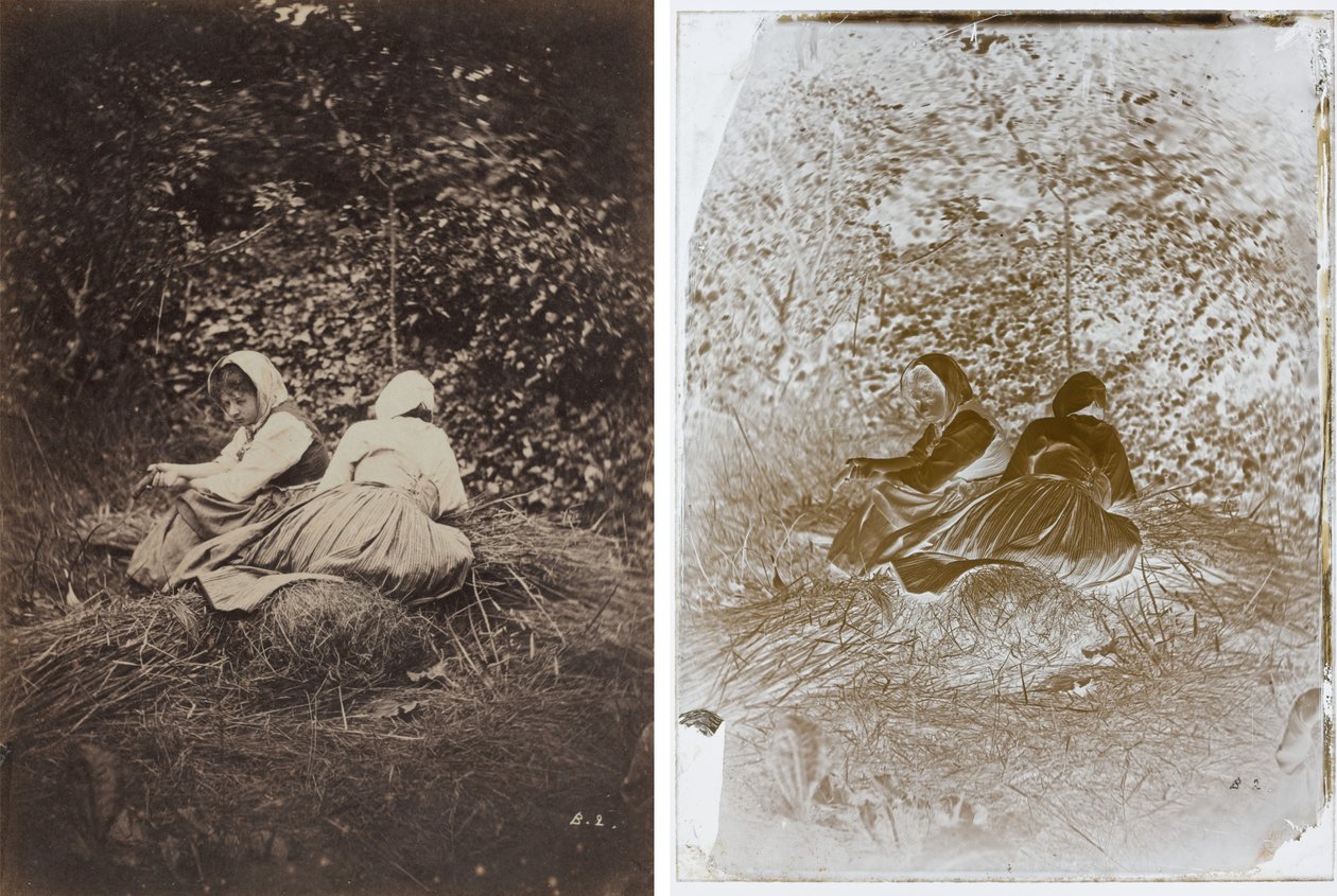 To bondepiker sitter av Auguste Giraudon