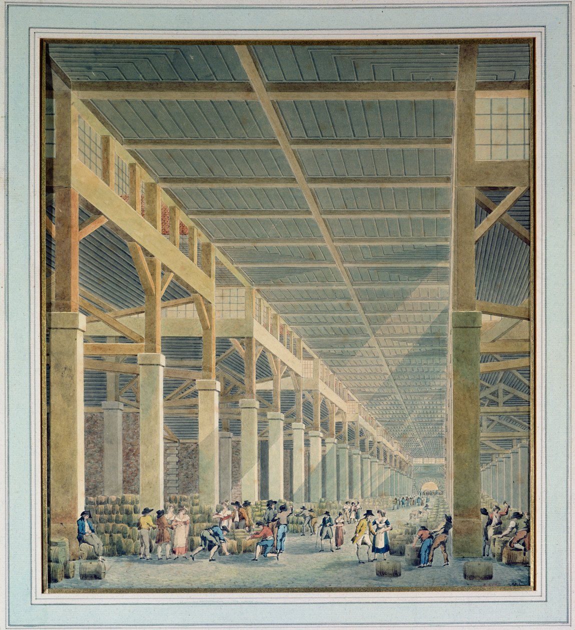Utsikt over 'La Halle aux Vins', før 1808 av Auguste Hibon