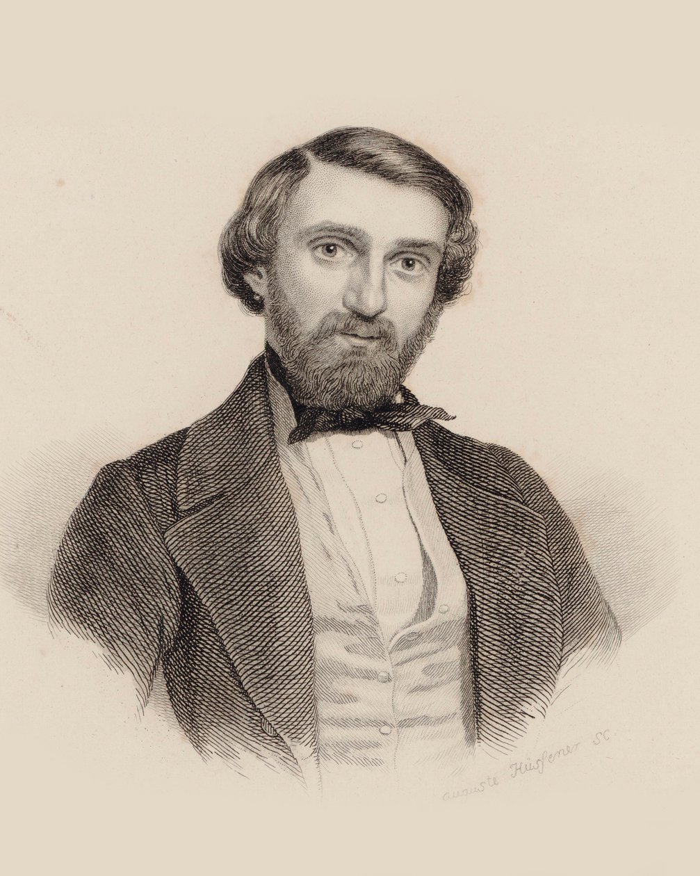Portrett av komponisten Giuseppe Verdi 1813-1901, ca. 1850. av Auguste Hüssener
