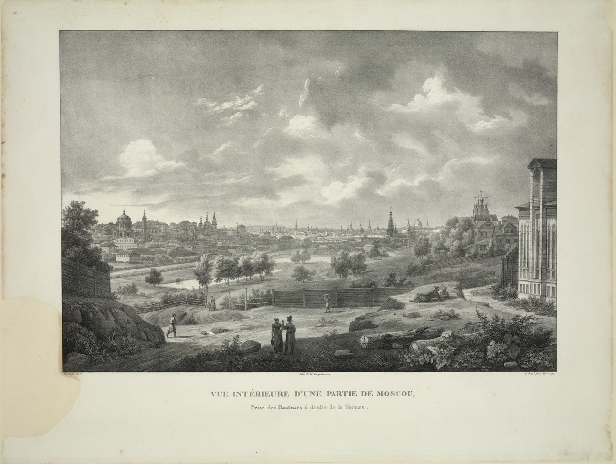Over Yauza-elven i Moskva, ca. 1830 av Auguste Jean Baptiste Antoine Cadolle
