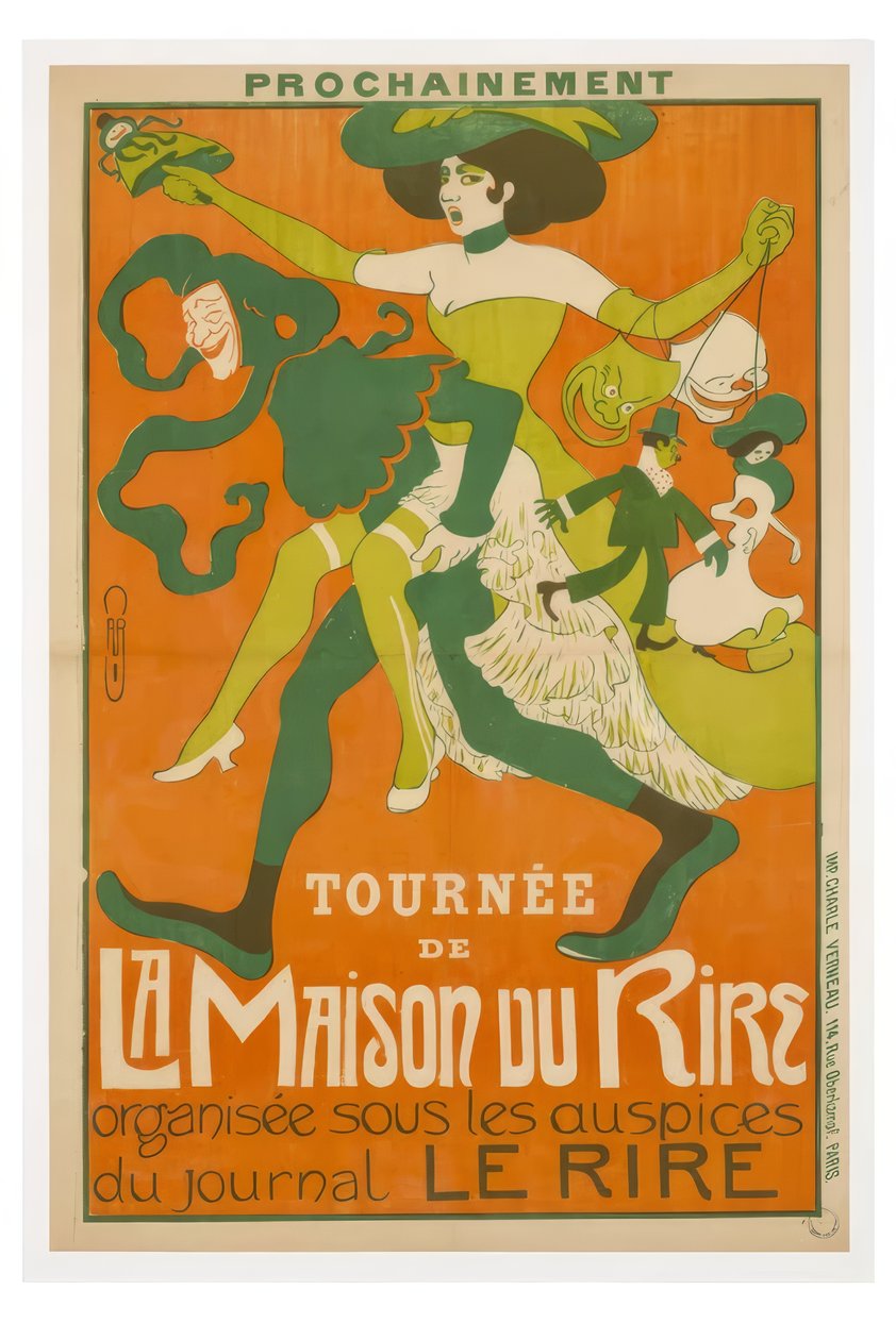 Kommer snart. Maison du Rire-turen arrangeres i regi av avisen Le Rire. av Auguste Jean Baptiste Roubille
