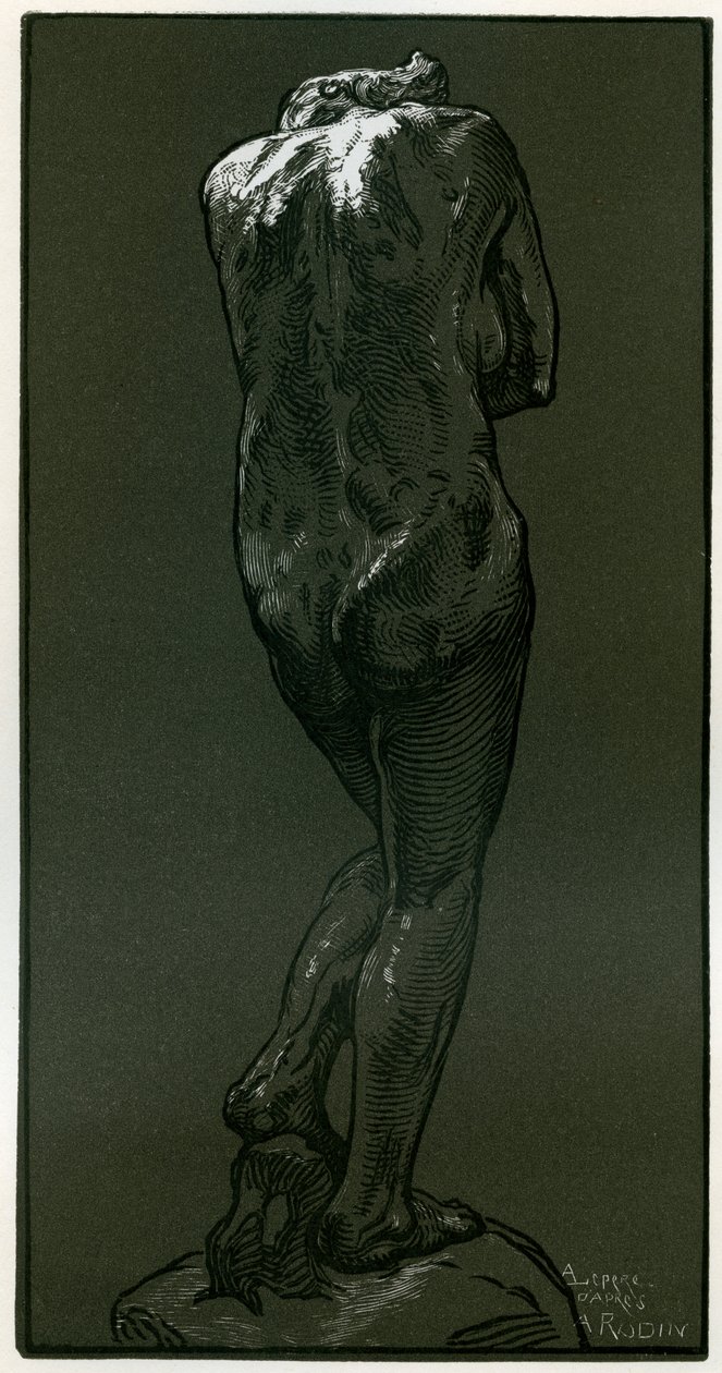 Et tresnitt etter en statue av Rodin, 1898. av Auguste Louis Lepère