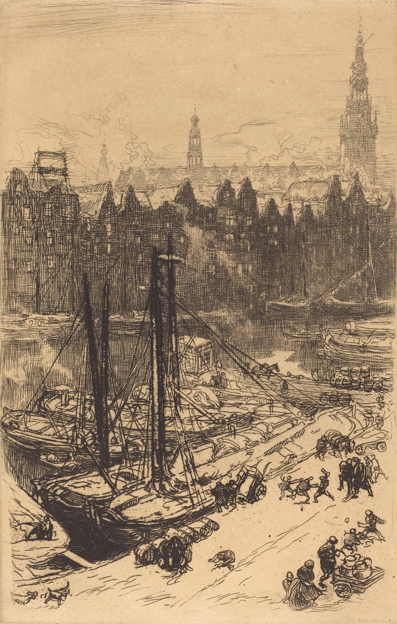 Amsterdam sett fra Victoria Hotel Amsterdamvue de Victoria Hotel, 1901. av Auguste Lepere