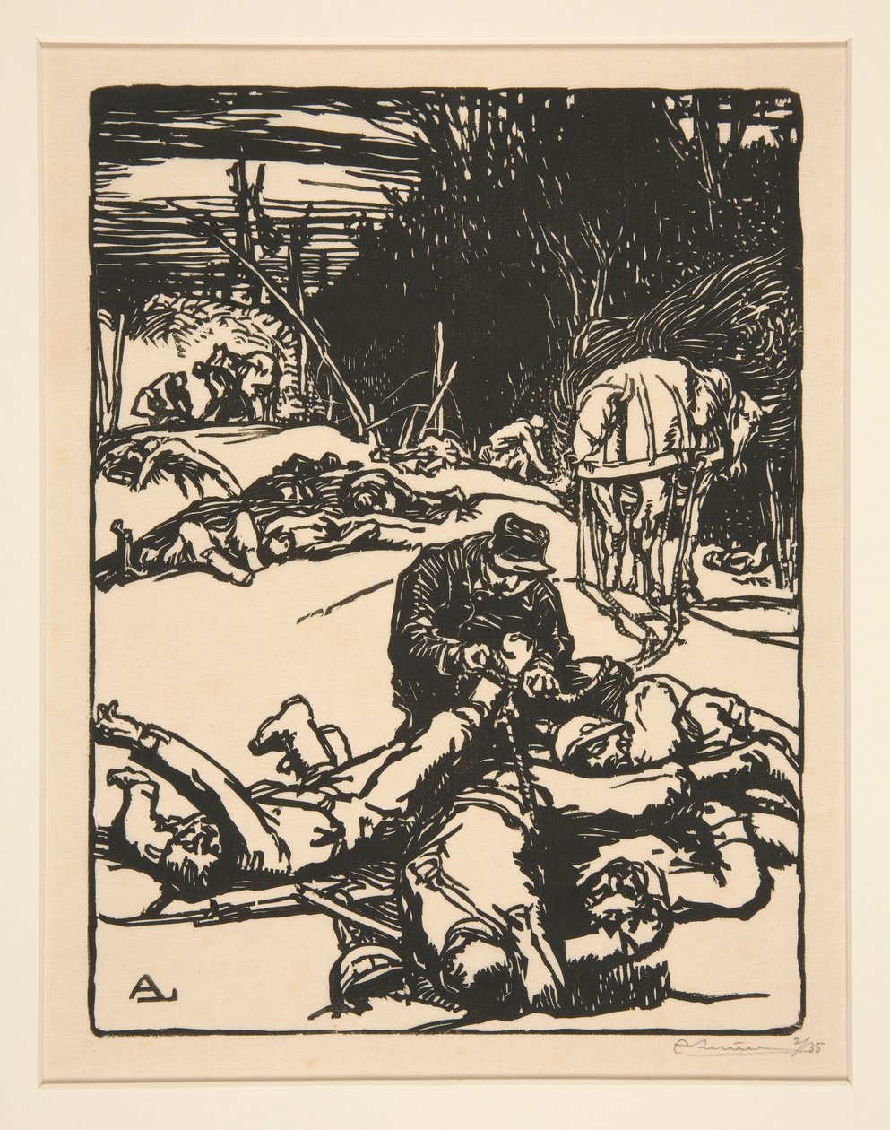 Apr?s le combat (Etter slaget), fra La Guerre de 1914, første serie, nr.14 av Auguste Lepere