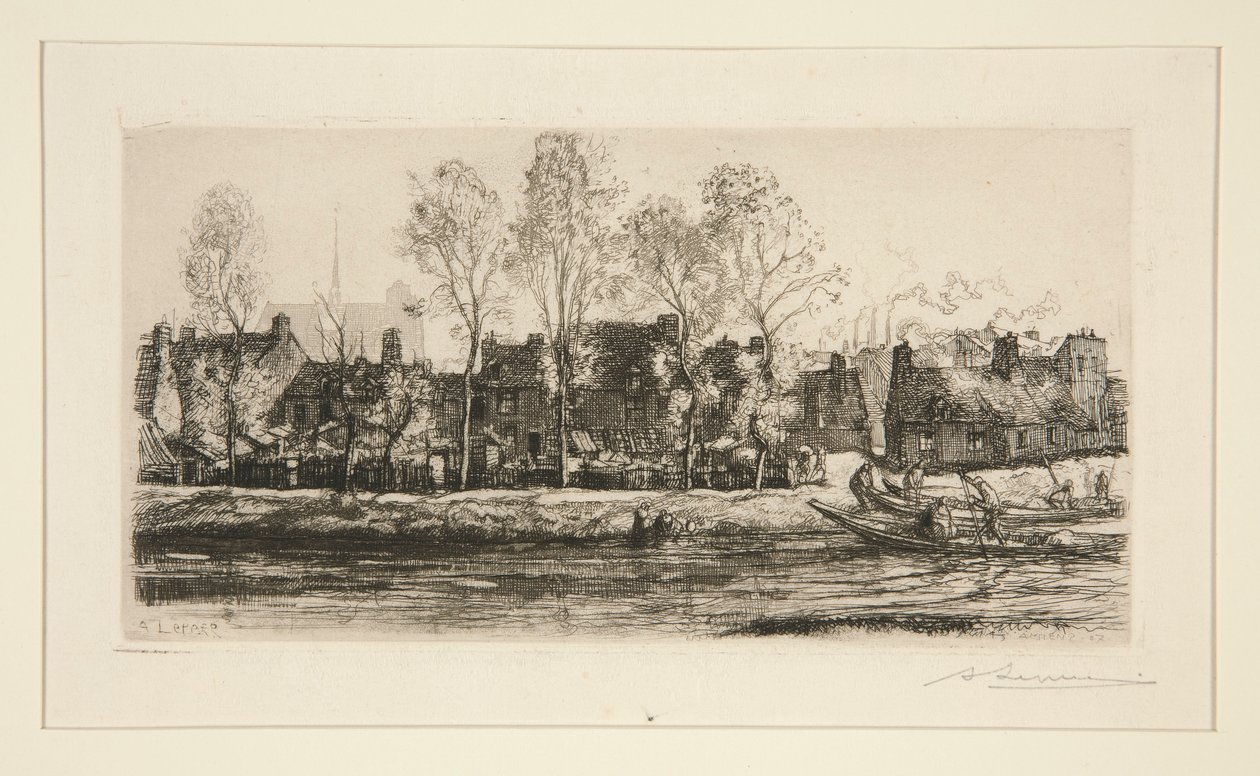 Sommes bredder? Amiens (Banks of the Somme ved Amiens) av Auguste Lepere