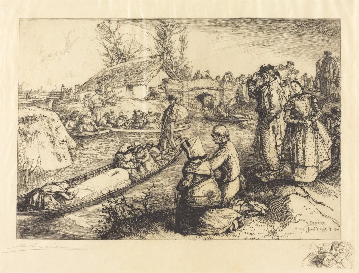 Begravelse i Vendeen Marsh En begravelse i Vendeen Marsh, 1901. av Auguste Lepere