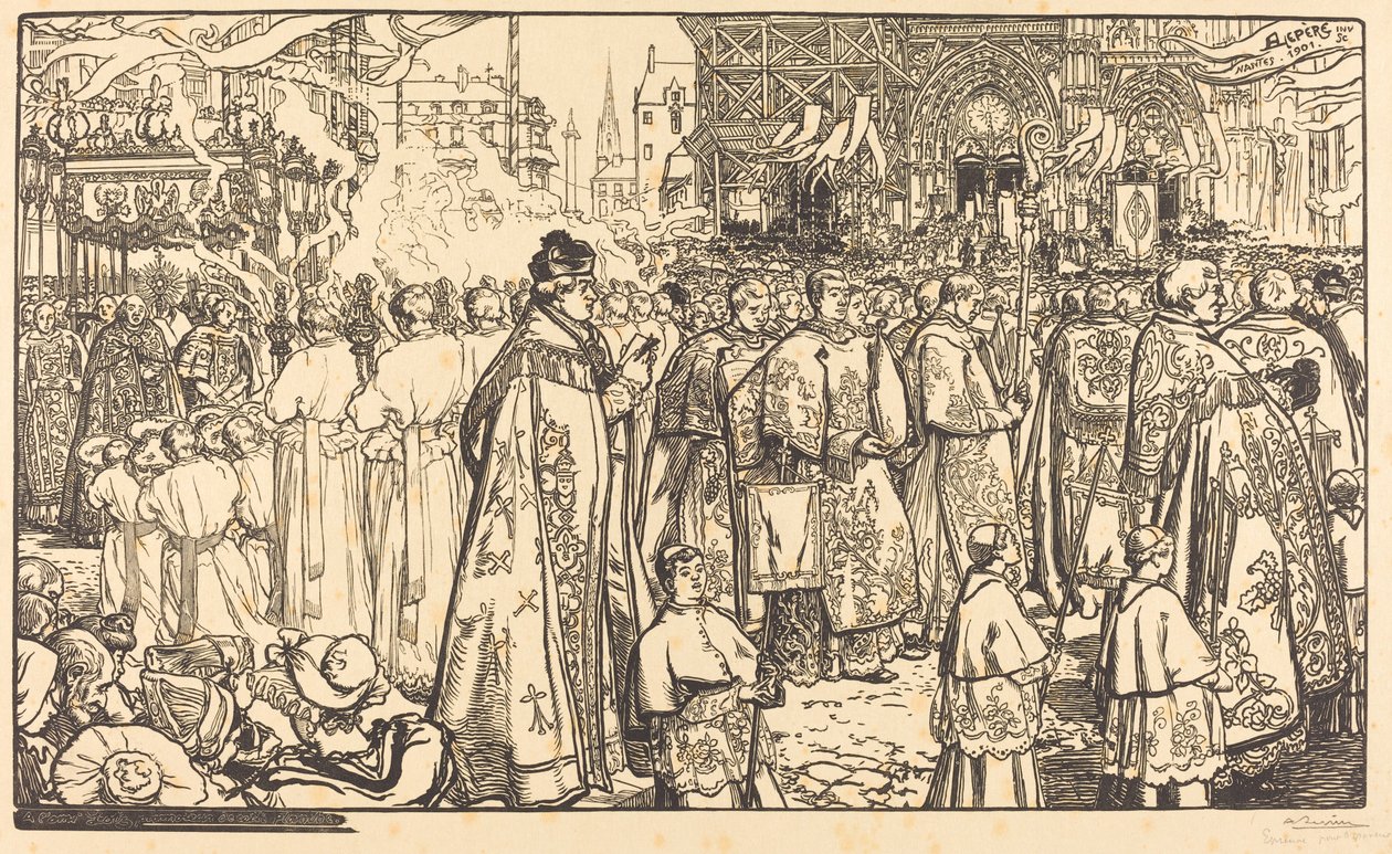 Corpus Christi prosesjon i Nantes av Auguste Lepere