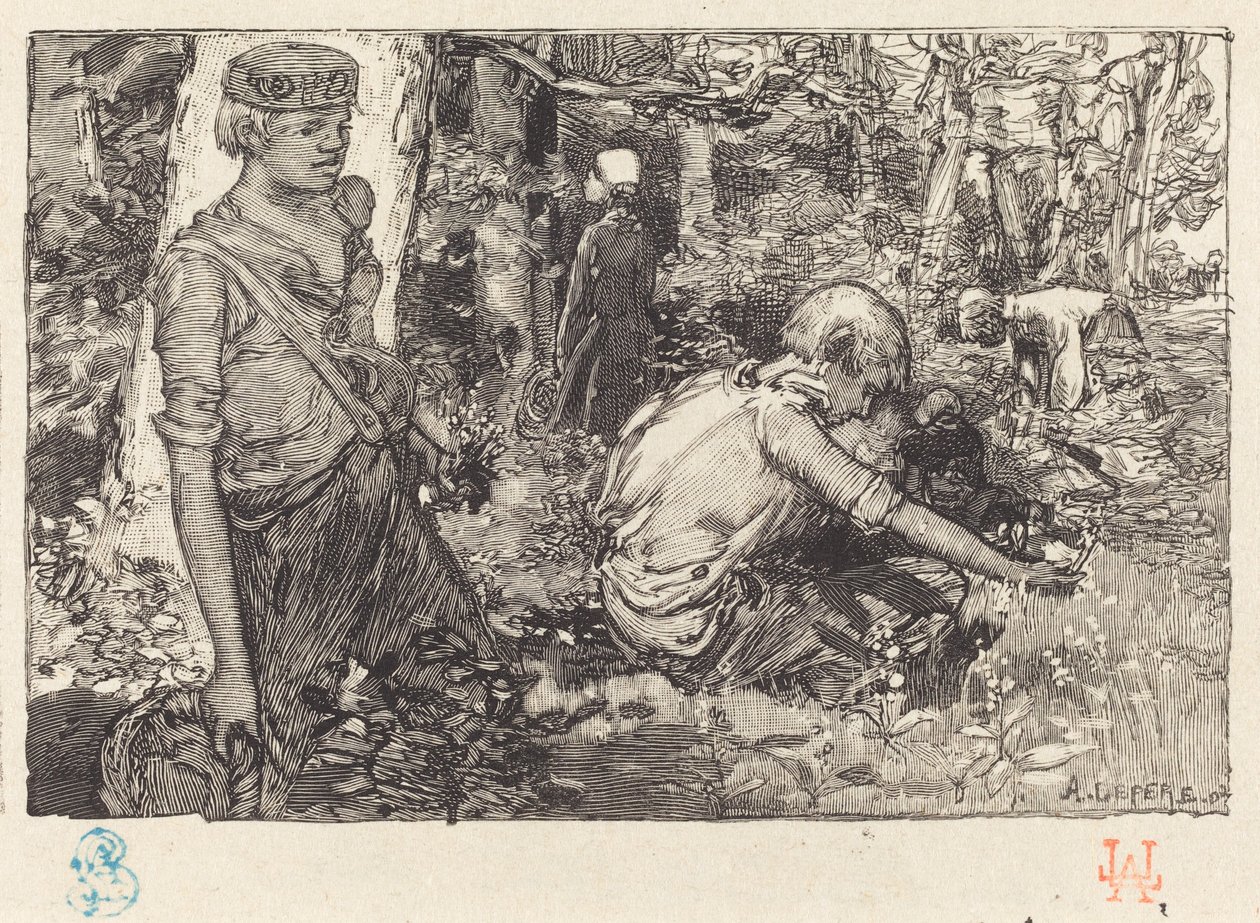 Innsamling av mai-lilje (La cueillette du muguet) av Auguste Lepere