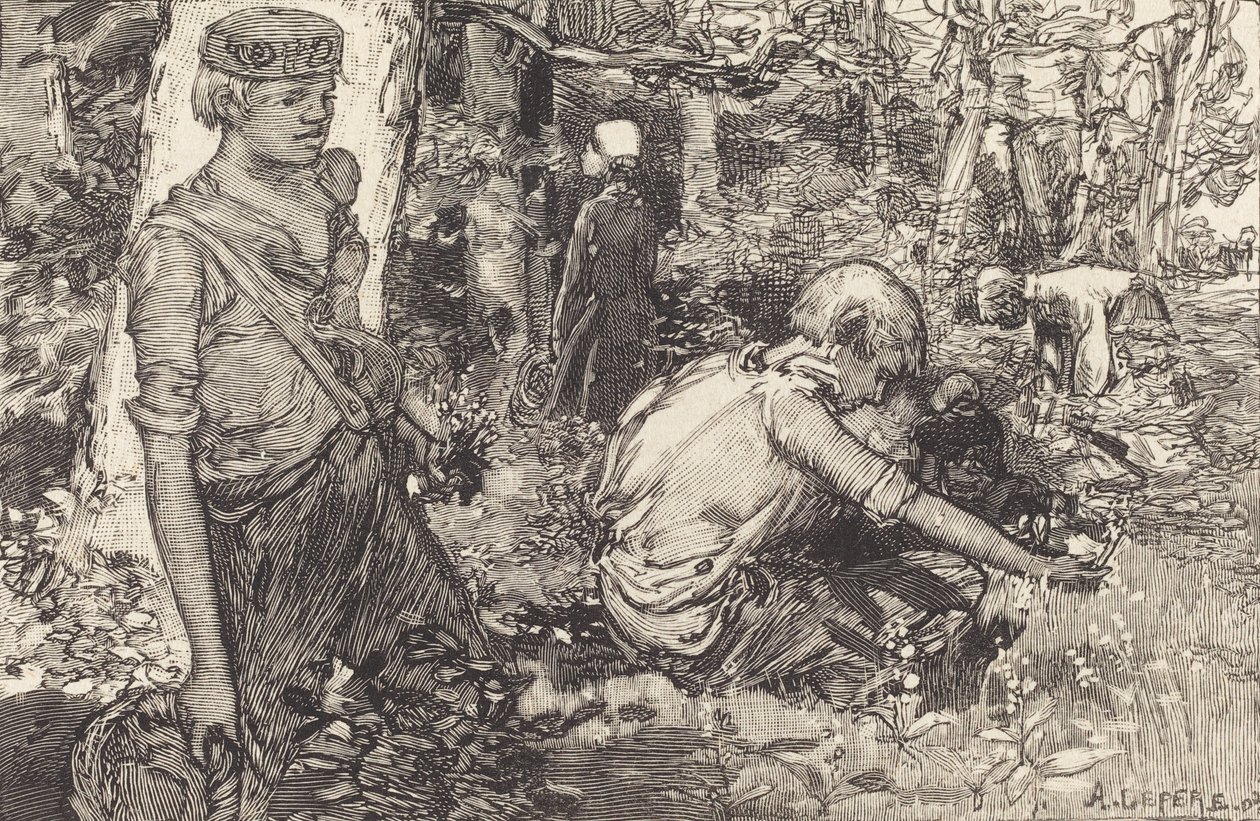 Samling av May-lily La cueillette du muguet, 1908. av Auguste Lepere