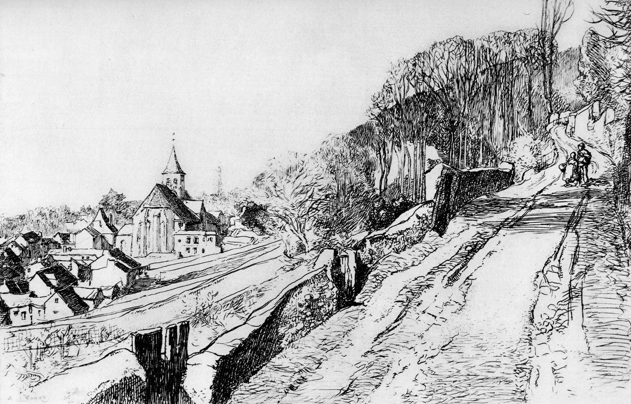 LEglise de St Prix, c1870-1910 1924 av Auguste Louis Lepère