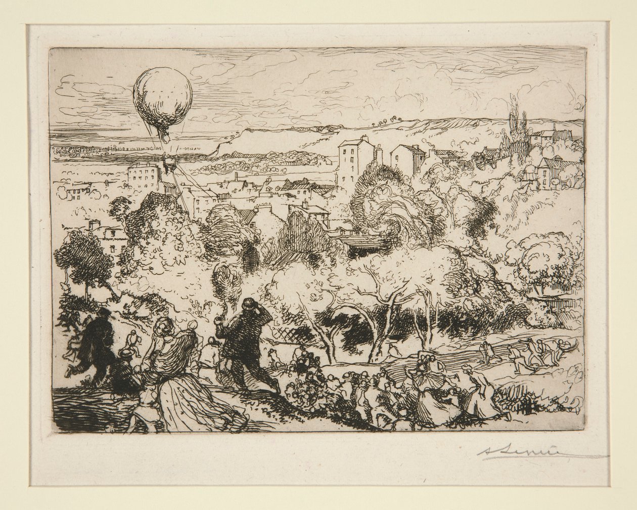 Den fallende ballongen, i Pr?-Saint-Gervais (Den fallende ballongen, i Pre-Saint-Gervais) av Auguste Lepere