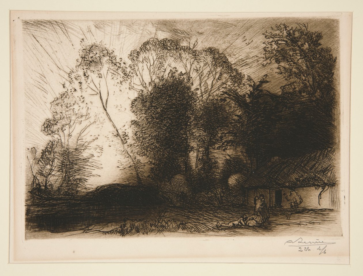 Hytta? Rousseau (Vend?e) (Hytte ved Rousseau [Vendee]) av Auguste Lepere