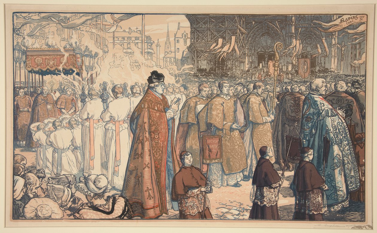 Corpus Christi prosesjon? Nantes (Corpus Christi-prosesjonen i Nantes) av Auguste Lepere