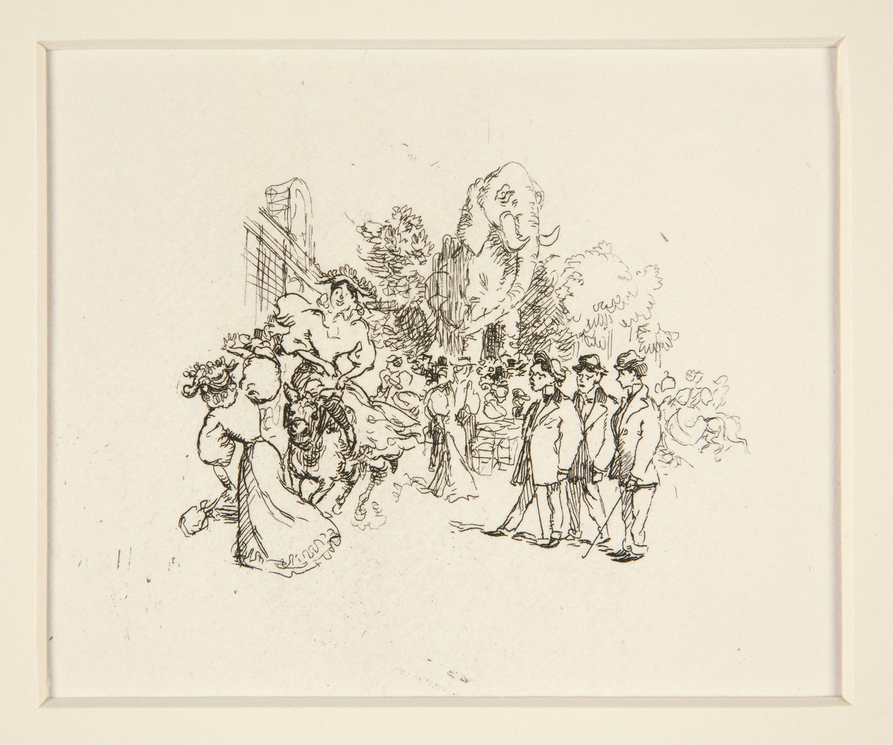 Lady Riding Cow, Other Figures, and Elephant av Auguste Lepere