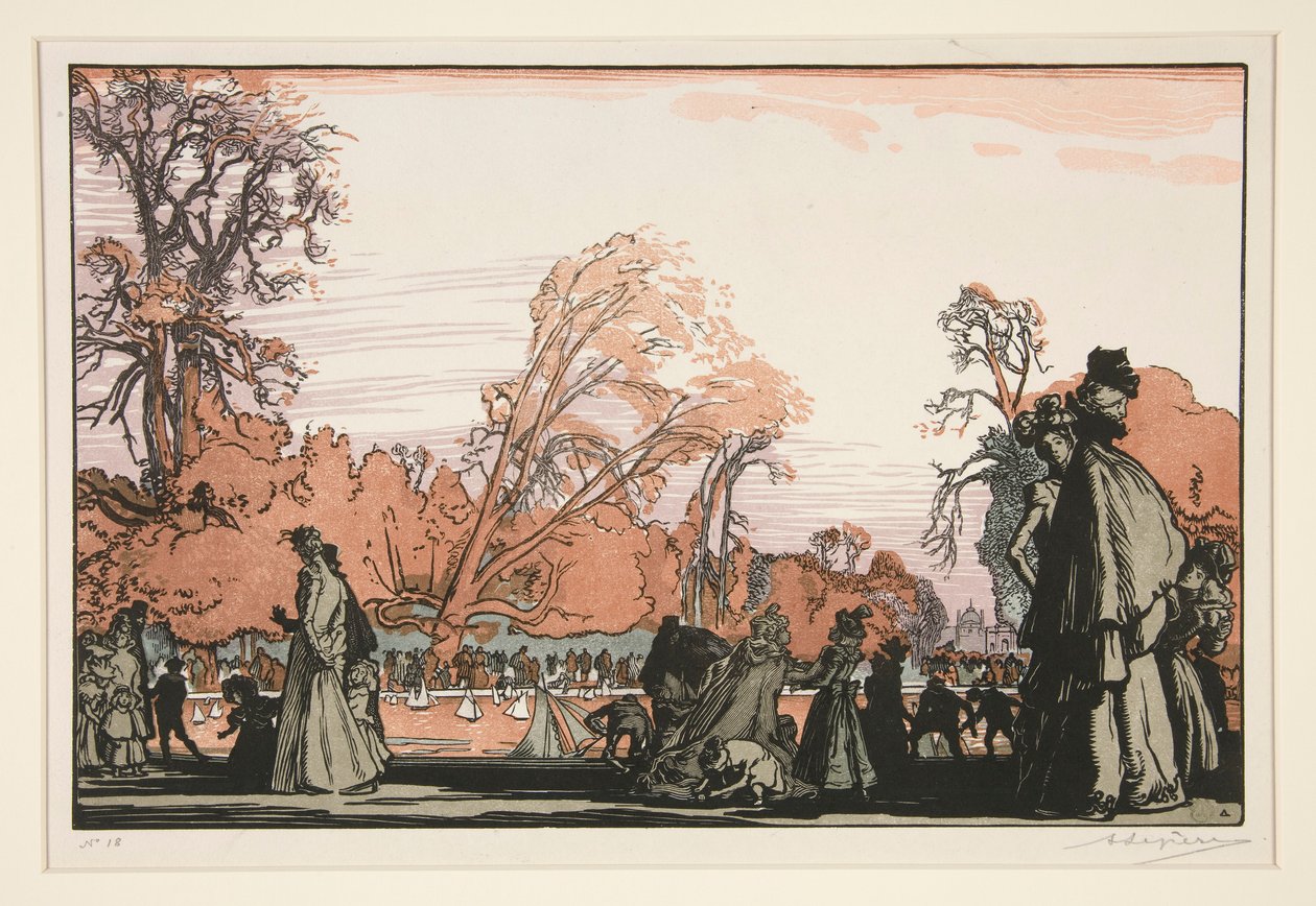Le bassin des Tuileries (Dammen i Tuileriene) av Auguste Lepere