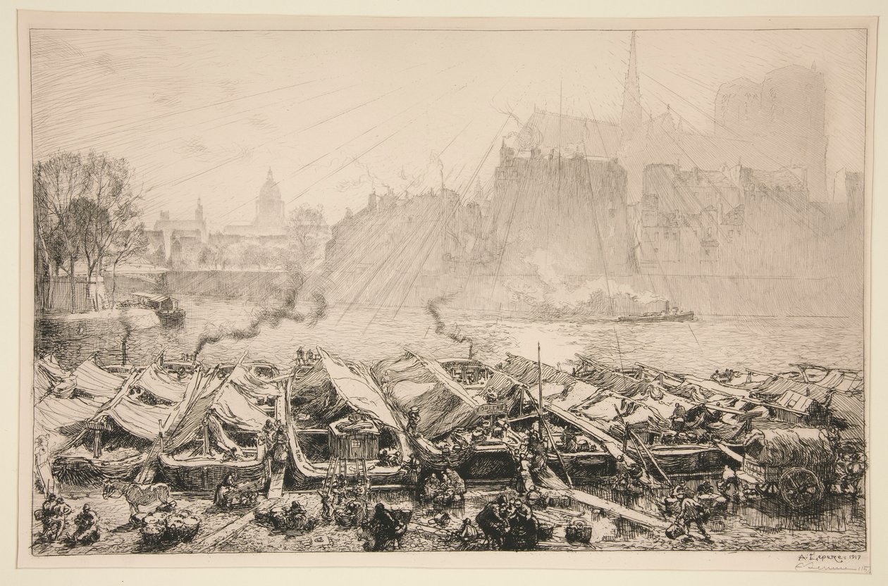 Markedet? med epler (Paris) (Apple Market [Paris]) av Auguste Lepere