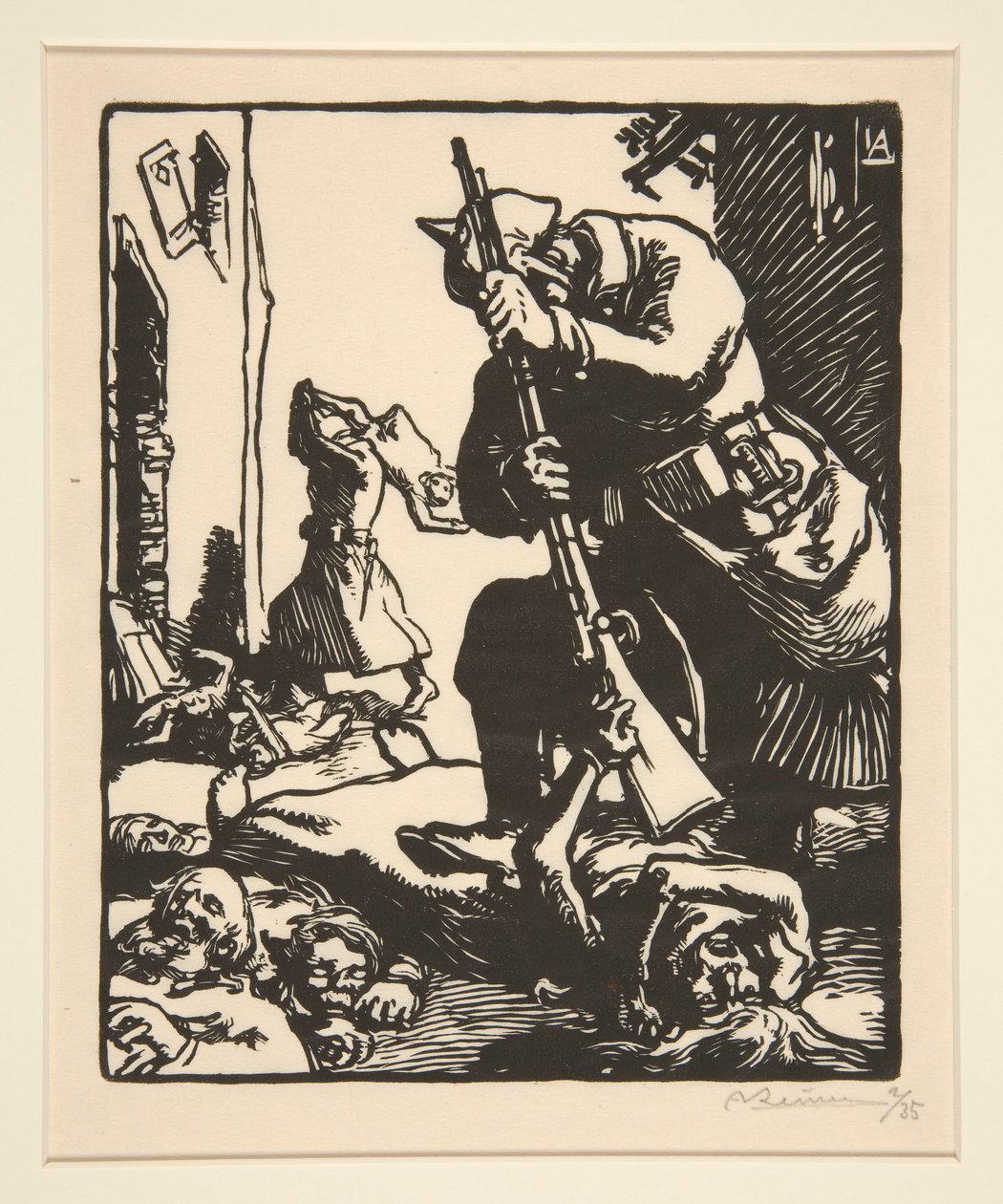 Les prussiens massacreurs (De prøyssiske slaktere), fra La Guerre de 1914, første serie, nr.13 av Auguste Lepere