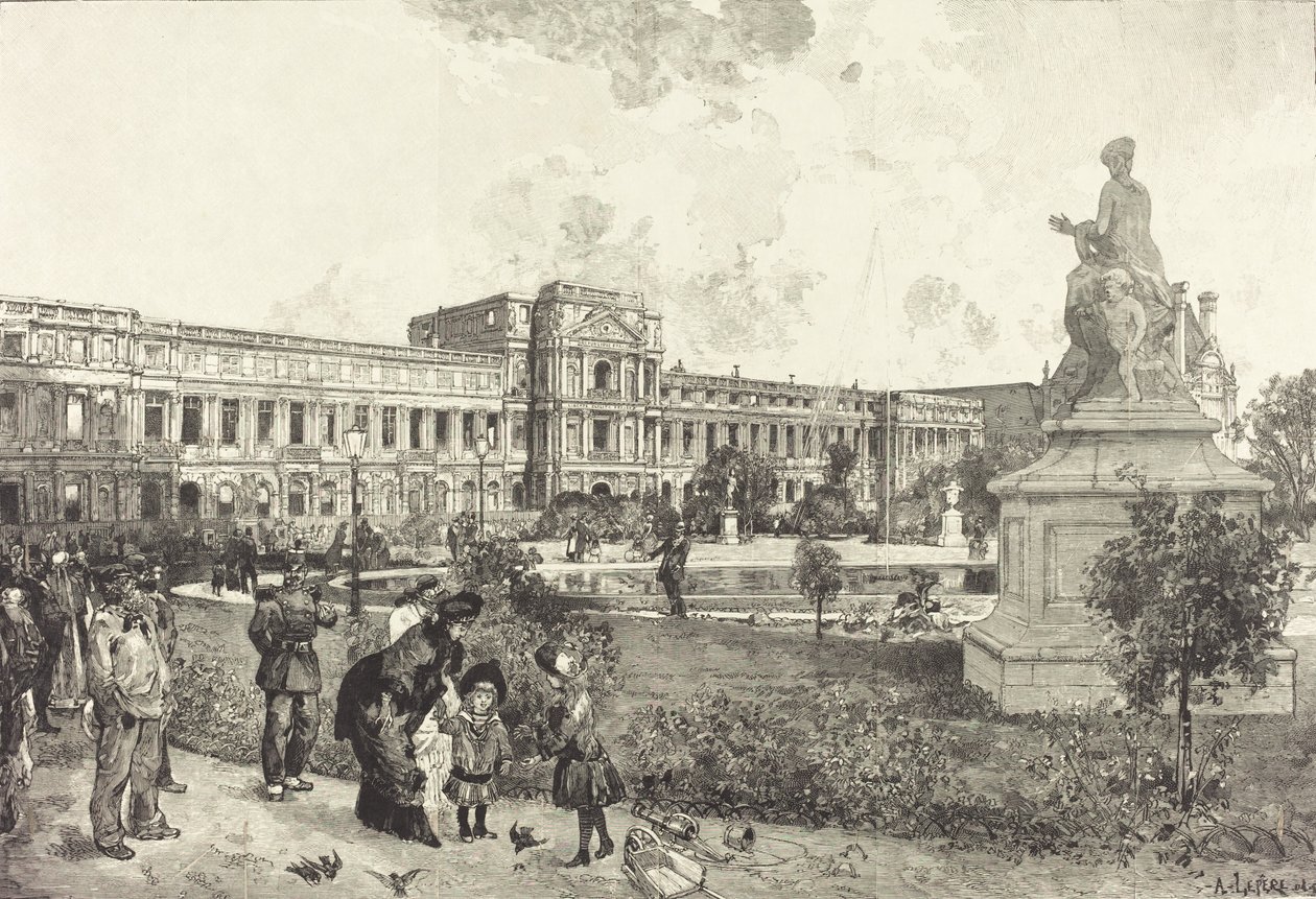 Ruinene av Tuileries-palasset før de ble revet, 1883. av Auguste Lepere