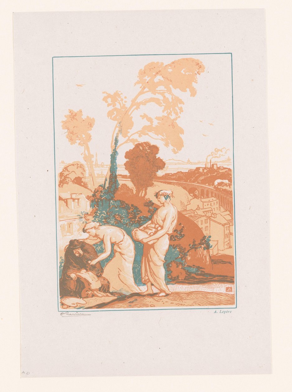 Musikk og poesi hjelper artisten La Musique et la Poesie secourant les Artistes av Auguste Lepere